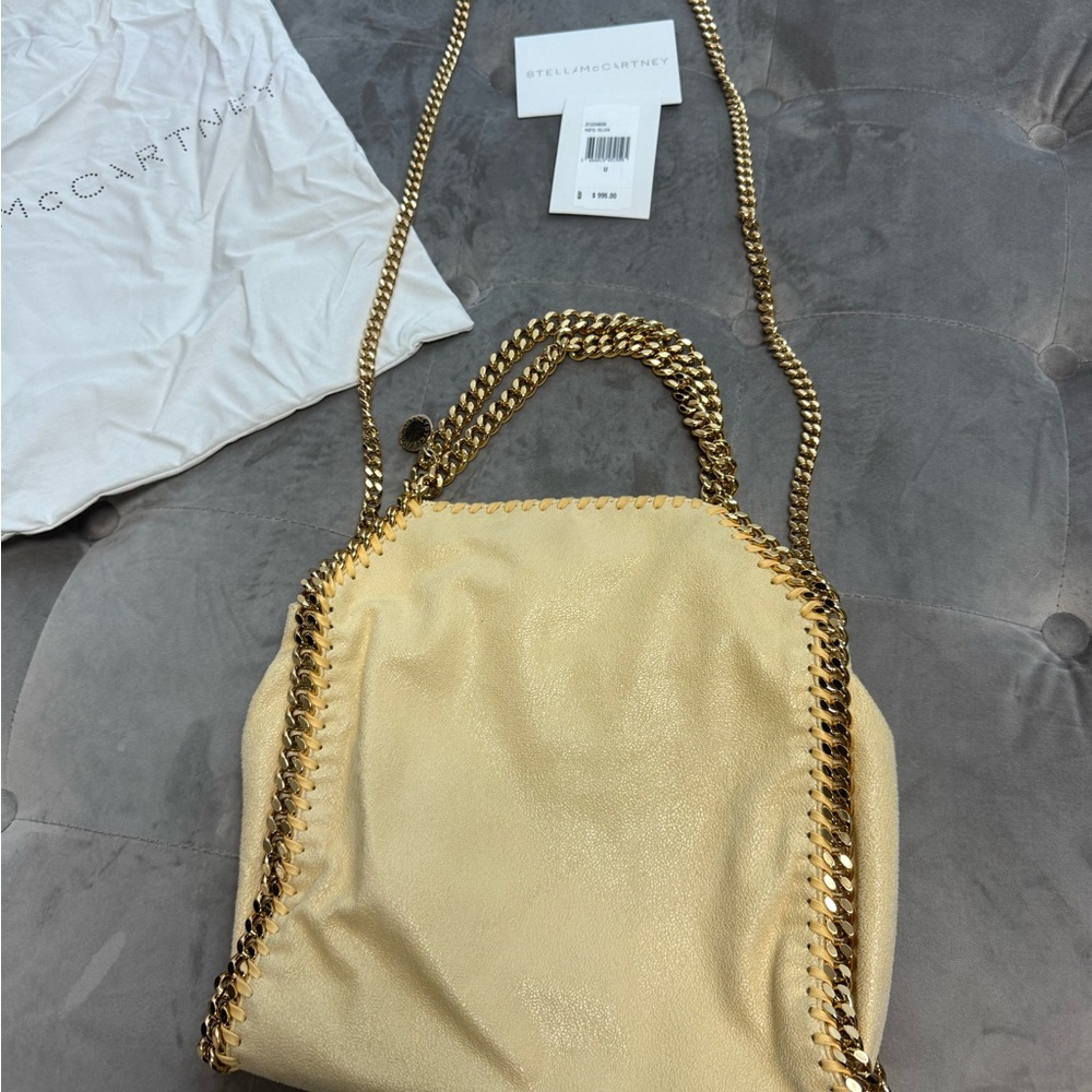 Authentic Stella McCartney Pale Yellow Chain Tote Bag